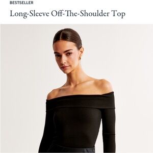 Abercrombie & Fitch Black Long-Sleeve Off-The-Shoulder Top